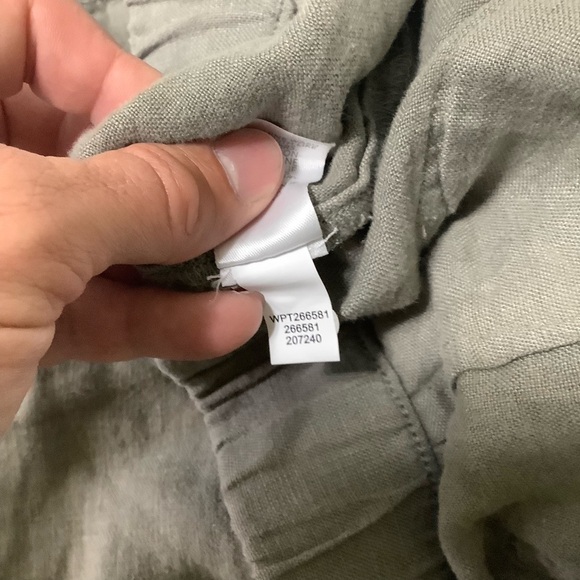 J.Jill Pure Jill Women’s Green Garment-Dyed Linen Roll Tab Hem Crop Pants Sz M - Picture 7 of 7